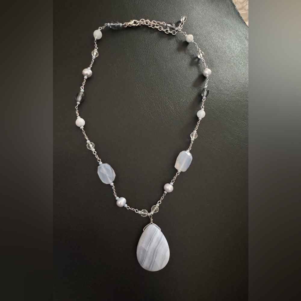 Blue Lace Agate Necklace - Picture 2 of 6
